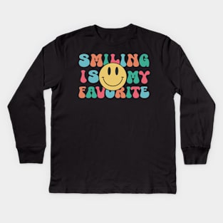 Smiling Is My Favorite Kids Long Sleeve T-Shirt